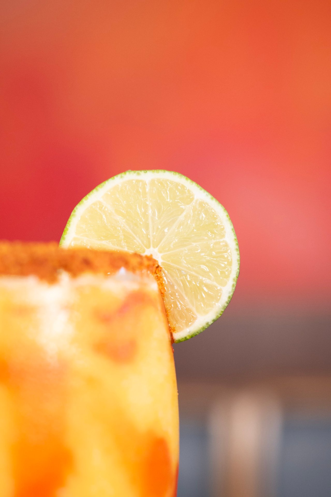 Chili-rimmed cocktail close-up